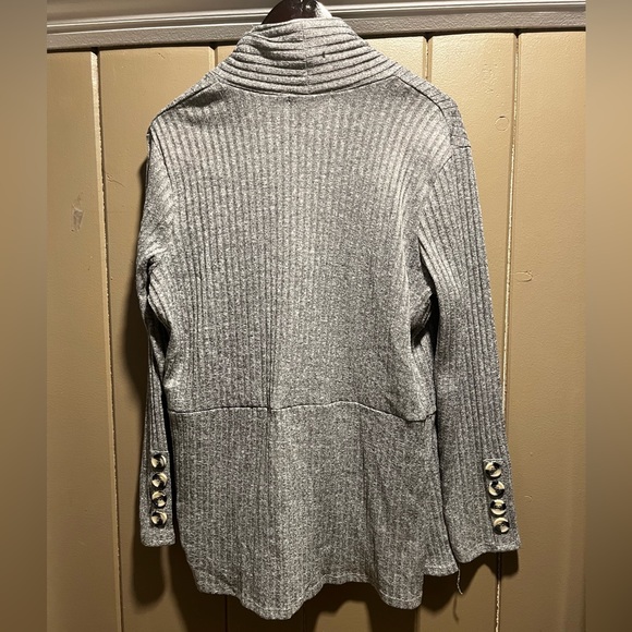 Retreology XL gray ribbed open front sweater - Picture 2 of 5